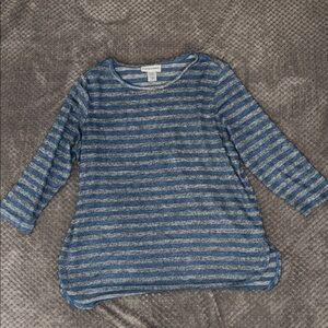 Cathy Daniels Heathered Blue and Gray Long Sleeve Tee